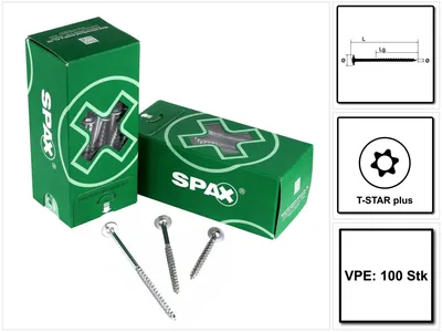 Zdjęcie produktu dla SPAX HI.FORCE Śruba z łbem talerzowym 8,0 x 220 mm 100 szt. ( 2x 0251010802205 ) Gwint częściowy Torx T-STAR plus T40 4CUT WIROX