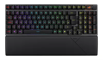 Obrázok produktu pre ASUS ROG Strix Scope II 96 RX Wireless, 96%, Káblový a bezdrôtový, USB + RF Wireless + Bluetooth, Optický spínač klávesov, RGB LED, Čierna
