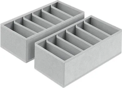 Image de Lot de rangements en tissu gris clair, 30 x 15 x 9 cm, pour sous-vêtements et chaussettes