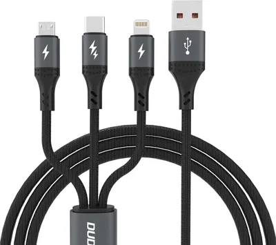 Produktbild von Dudao L3E 3 In 1 60W Microusb Usb-C Lightning Kabel 1,2M - Schwarz