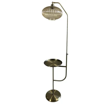Produktbild von Elegant Honigfarbenes Glas mit Ablage Modern Dekorative Stehlampe
