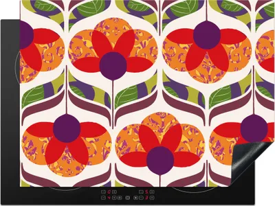 Produktbild von KitchenYeah© Herdabdeckplatte Retro - Flower Power - Vintage - Farben , 71x52cm, Küche Deko, Glaskeramikkochfeld Herdabdeckung, Abdeckplatte fùr Kochfeld