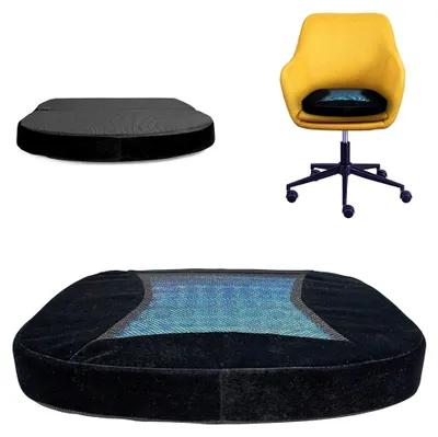 Produktbild von Orthopädisches Sitzkissen aus Gel und Memory Foam - Abnehmbar und waschbar, zur Linderung von Steißbeinschmerzen, Beinen und Rücken - Flaches und weiches Kissen