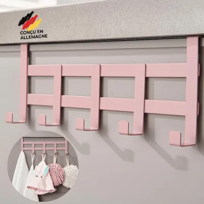 Produktbild von DEKAZIA® Türgarderobe zum Einhängen Rosa Bunt – Türhaken Kinderzimmer Kleiderhaken Tür