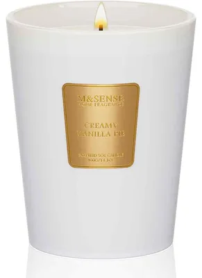 Image de Bougie parfumée en verre, arôme "gâteau à la vanille", 400g. Cire de soja, durée de combustion : 75 heures