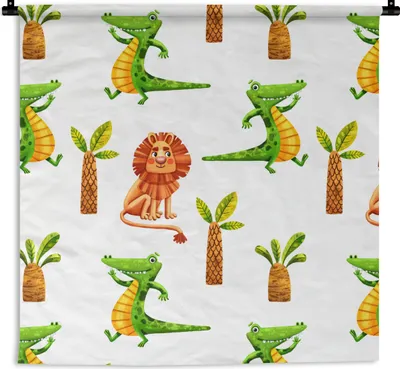 Produktbild von MuchoWow® Wandteppich Wandbehang Dschungel - Tiere - Palmen 150x150 cm Tapisserie Dekoration Wandtuch - Wohnaccessoires - Modernes