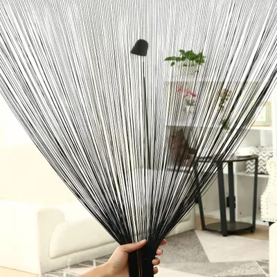 Drahtvorhang 100x200 cm, Polyester, Quasten, Schwarz