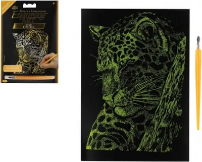 Immagine prodotto di Quadro graffiante Leopardo d'oro 12,5x18cm