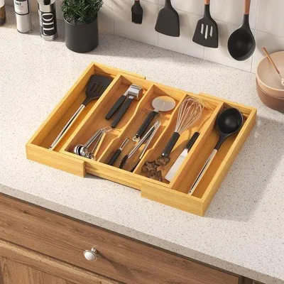 Produktbild von Famanu Küchengeräte Organizer für Schubladen - Erweiterbarer Besteckhalter