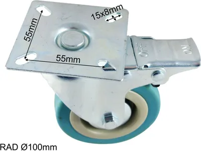 Produktbild von Lenkrolle 100mm Apparaterolle Vollgummi Bremse Stopper Geräterolle Fadenschutz