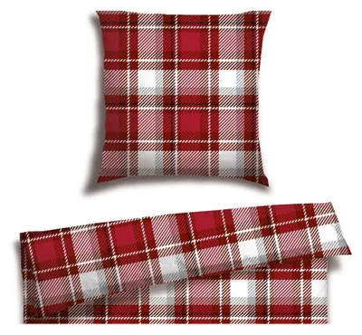 Produktbild von SCHIESSER Bettwäscheset Metor | Feinbiber | 2-teilig | Kariert | 100 % Baumwolle | Weich & angeraut für kuschelige Nächte | YKK-Reißverschluss | 135x200 cm + 80x80 cm | Rot