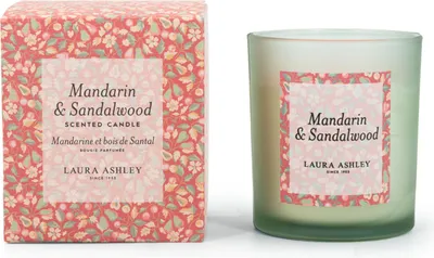Produktbild von Duftkerze Laura Ashley Mandarin & Sandalwood, Aromakerze, HxBxT: 10x9x9 cm, Glas, Paraffinwachs, Geschenkidee