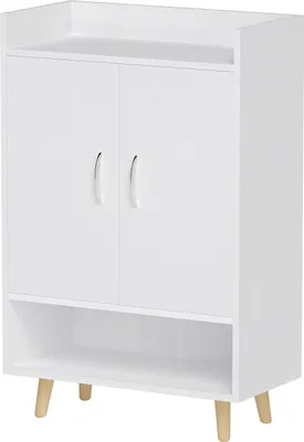 Immagine prodotto di Scarpiera, scarpiera con ante e ripiani, per 12 scarpe, cassettiera moderna, scarpiera per corridoi e ingressi, legno massiccio, 60 x 30 x 92 cm, bianco