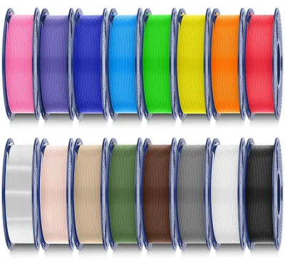 PLA-Filament 1,75 mm, 16 Farben, 250 g Spulen, 3D-Druck