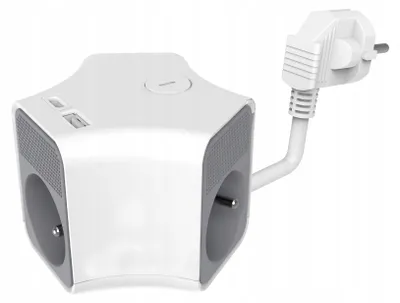 Obrázek produktu pro Plastrol Prodlužovací kabel 2m 3 zásuvky s uzemněním + 2xUSB