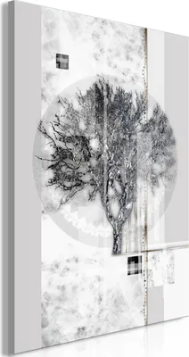 Produktbild von Vliesstoff Leinwandbild - Silver Tree (1 Part) Vertical 60x90 cm Blätter b-A-0451-b-a
