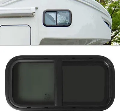 Immagine prodotto di Finestra per camper/caravan - 60x30 cm - Nera - Alluminio e vetro temperato - Adatta per camper e rimorchi