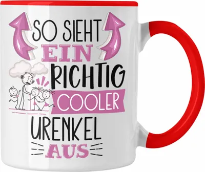 Produktbild von Trendation - Urenkel Tasse Geschenk So Sieht Ein RIchtig Cooler Urenkel Aus Geschenkidee Lustiger Spruch Geburtstag Becher Kaffeetasse (Rot)
