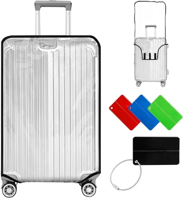 Image de Housse de protection transparente pour valise, 61 cm, imperméable, idéale pour les voyages
