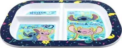 Zdjęcie produktu dla Talerzyk Stitch Dla Dziecka Z Przegródkami Do Mikrofali Bpa Free 19.5X22Cm