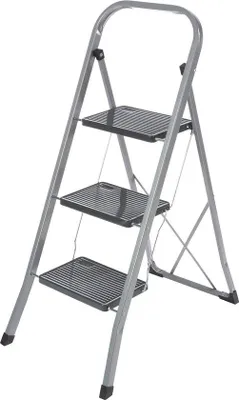 Produktbild von Silber/schwarze Klappleiter 3 Stufen, metall, bis 150kg