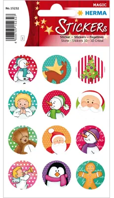 Zdjęcie produktu dla HERMA 15232, Plastik, Wielobarwny, Na stałe, Stickers Christmas, Boże Narodzenie, 12 szt.