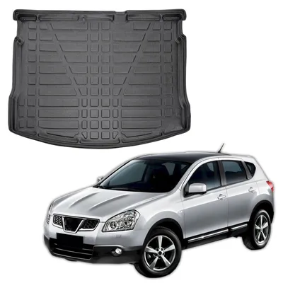 Image de Tapis De Coffre Sur Mesure Pour Nissan Qashqai J10 2007-2014 5-Seats, Noir, Antidérapant, Bord Haut, Toutes Saisons