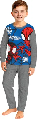 Produktbild von Marvel Spidey und seine Super-Freunde Schlafanzug für Jungen - Spiderman Kinder Pyjama Set Langarm Oberteil mit Hose Grau/Blau 98-104