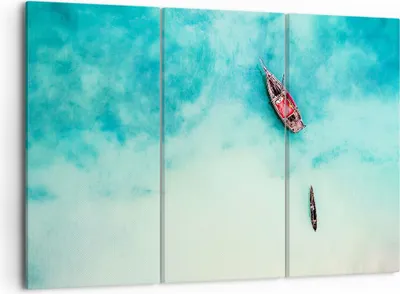 Produktbild von Bild auf Leinwand - Leinwandbild - Insel Boot Schiff Ozean - 105x70cm - Wand Bild - Wanddeko - Leinwanddruck - Bilder - Kunstdruck - Wanddekoration - Leinwand bilder - Wandkunst - CE105x70-2923