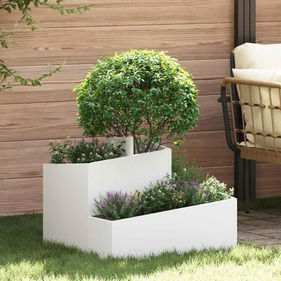Image de Maison Exclusive - Jardinière blanche 60 x 60 x 50 cm Acier laminé à froid