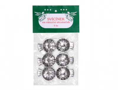 Obrázek produktu pro Držák svíček na stromečky stříbrný d3,8cm 6ks
