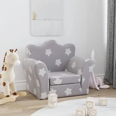 Produktbild von Cloris DesignMöbel Schlafsofa für Kinder Hellgrau Sterne Weich Plüsch , Kinderschränke 2024 Neu