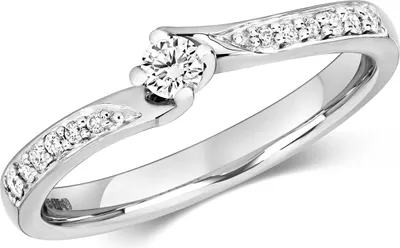 Produktbild von Funkelndes Feuer 9 Karat (375) Weißgold Solitär Verlobung Damen - Diamant Ring Brillant-Schliff 0.20 Karat H - I1, 49 (15.6); TRS321349KWRSJ