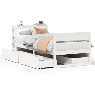 Produktbild von vidaXL Massivholzbett ohne Matratze Weiß 75x190 cm Kiefernholz