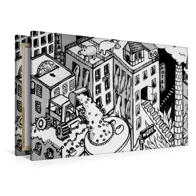 Produktbild von Calvendo Textil-Leinwand 120 cm x 80 cm quer Ein Motiv aus dem Kalender Schwarz Weiße Graffiti Impressionen aus Bielefeld, Schwarzer Kurt; 7383731