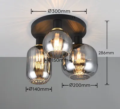Image de Luminaires TRIO Plafonnier DIVA DH 39x28,50 cm noir Lampe de plafond