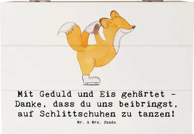 Produktbild von Mr. & Mrs. Panda Kiste Eiskunstlauf Trainerin 22 x 15 cm - Weiß - Geschenk, Anerkennung, Choreographie, Training, Sportart, Geduld, Box, geschenkbox mit deckel, Talent