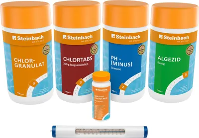 Produktbild von Steinbach Group Poolpflege-Set Chlor Starterset, 7-teilig, für Kartuschen- & Sandfilter