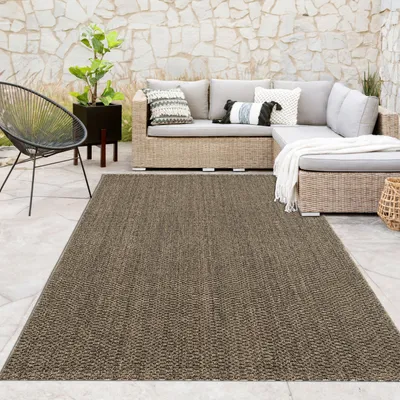 Produktbild von Outdoor Indoor Loop Teppich Wetterfest Terrasse Küche Natur weiche Struktur Grün Grösse 240x340 cm