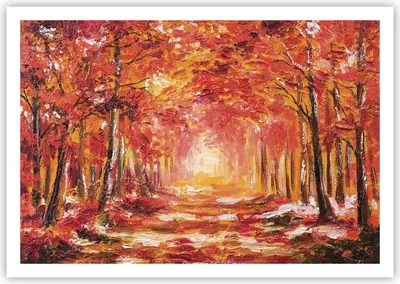 Produktbild von Poster - Poster ohne Rahmen - Herbst Wald Rot - 100x70 cm - Wand Bild - Wanddeko - Wandbilder - Kunstposter - Wandposter - Bilder - Kunstdruck - Wanddekoration - Wandbild - P2XAA100x70-4238