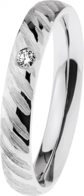 Produktbild von Damen Ring aus Edelstahl, silberfarben, mit 0,035 ct Diamant Brillantschliff, Ringgröße 55