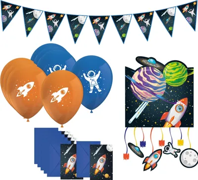 Produktbild von 16-tlg. Rakete Weltraum Party Set für Kindergeburtstag