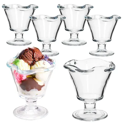 Produktbild von 6er Set Rom Eisbecher Glas klar 200ml Dessertschale Früchte-Becher