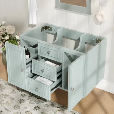 Produktbild von MODFU   Waschtischunterschrank, Badezimmerschrank, Waschbeckenunterschrank mit 3 Schubladen, viel Stauraum, Hängender Waschtisch,Badmöbel für Badezimmer,Grün