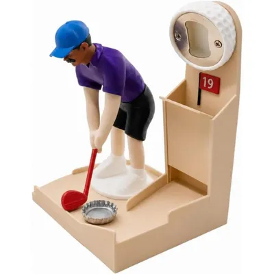 Produktbild von Golf Flaschenöffner Spiel - Automatischer Bierdeckel Werfer, Fun Bar Zubehör & Deko, Geschenk für Männer & Golf-Liebhaber (Braun)