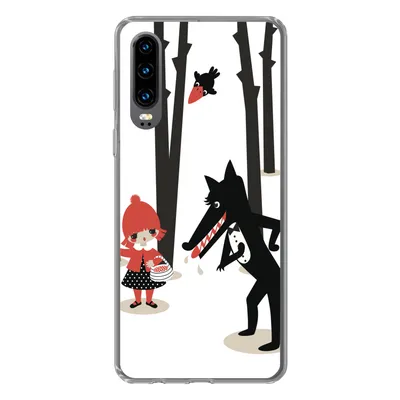 Produktbild von MuchoWow® Handyhülle Schutzhülle Hülle für Huawei P30 Rotkäppchen - Wolf - Wald Silikon Softcase Handy Hülle - Kartenbesitzer