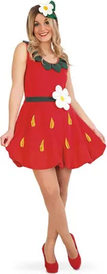 Erdbeer Kostüm Mrs. Strawberry Emily für Damen Gr. 36-42 Kleid rot Fasching Karneval Mottoparty süßes Früchtchen Erdbeere