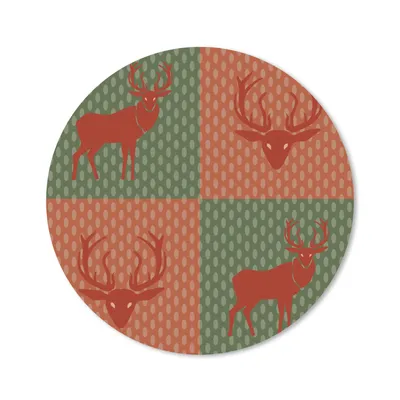 Produktbild von MuchoWow® Mauspad Mousepad Muster - Hirsche - Grün - Rot 40x40 cm - Mousepads - Maus Mat - Pad - Mausunterlage - Schreibtisch Accessoires