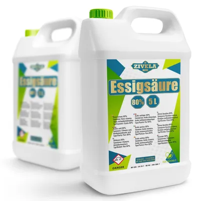 Productafbeelding van 10 liter azijnzuur, 80%, voor huishoudelijk gebruik