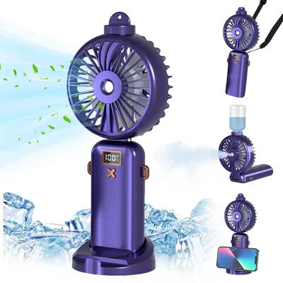 Produktbild von Handventilator mit Sprühnebel – USB Mini Ventilator 5000mAh, Blau